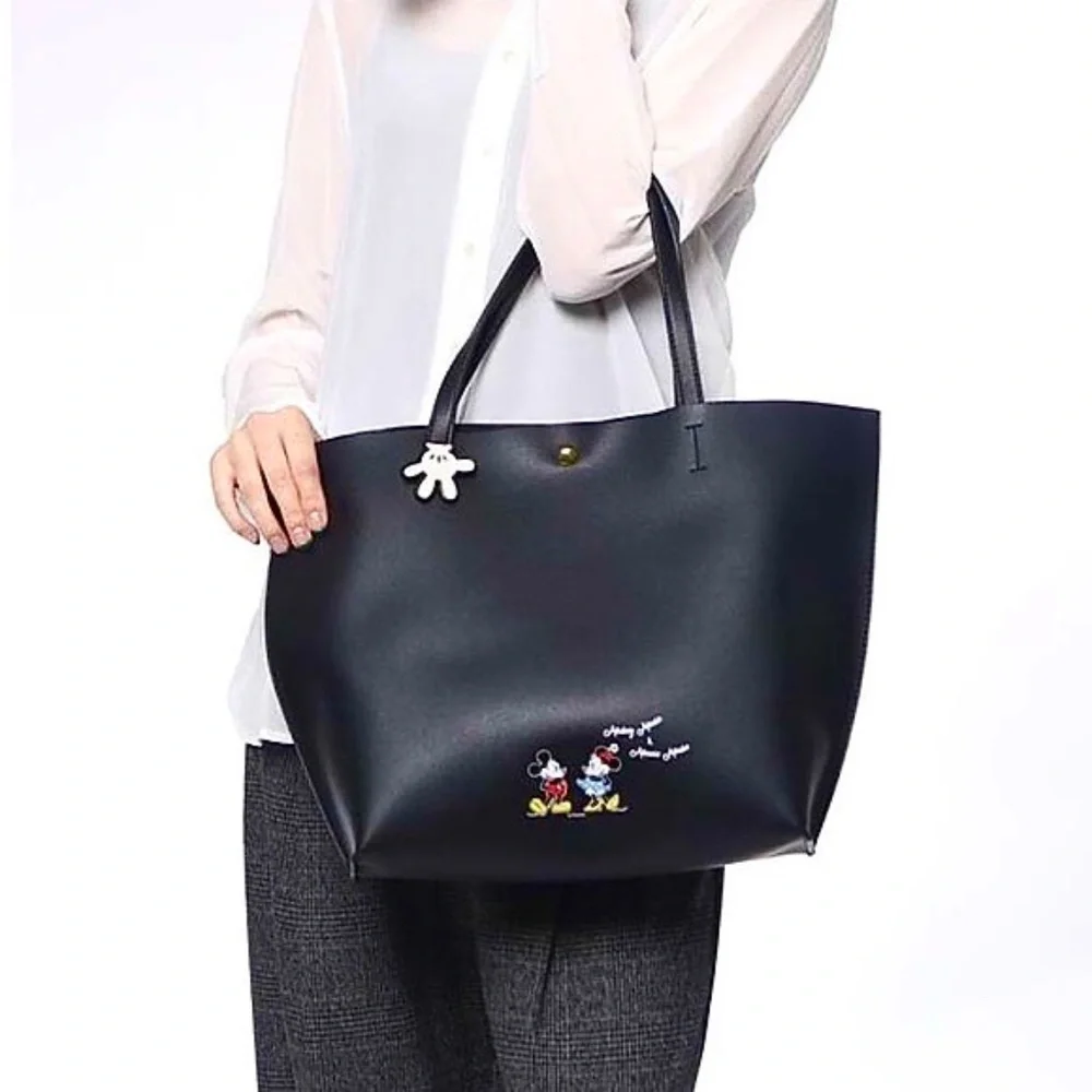 Disney Mickey Mouse Black Tote Bag with Matching Wristlet SET of 2